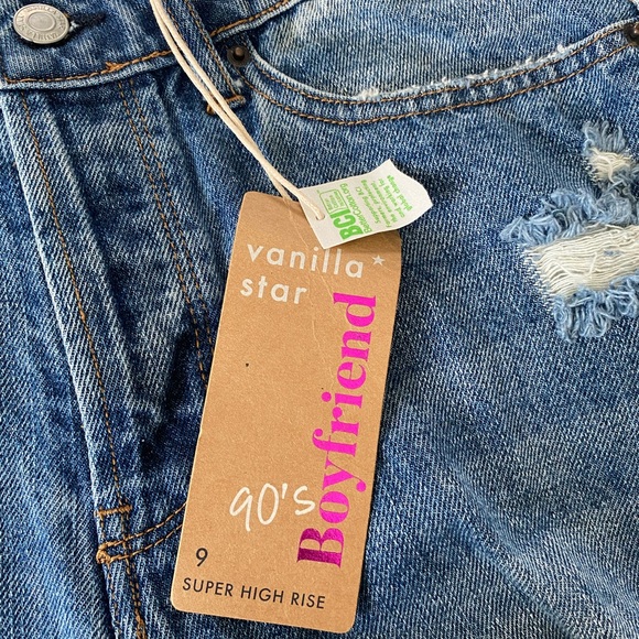NWT Vanilla Star Distressed 90's Boyfriend Jeans high-rise straight-leg size 9 - Picture 9 of 16